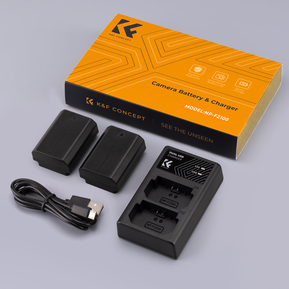 NP-FZ100 Battery Charger Set for Sony Alpha A7 III, A7R III (A7R3), A9, a6600, a7R IV, Alpha a9 II (2-Pack, Micro USB Port, 2280mAH) NP-FZ100 Battery Charger Set for Sony Alpha A7 III, A7R III (A7R3), A9, a6600, a7R IV, Alpha a9 II (2-Pack, Micro USB Port, 2280mAH)